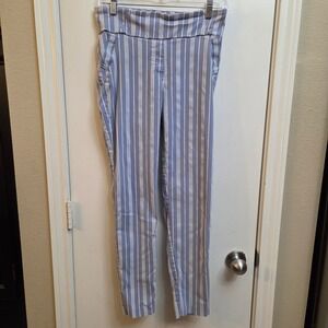 SOHO Apparel Ltd Striped Pull On Pants Womens Size Medium Blue White Casual